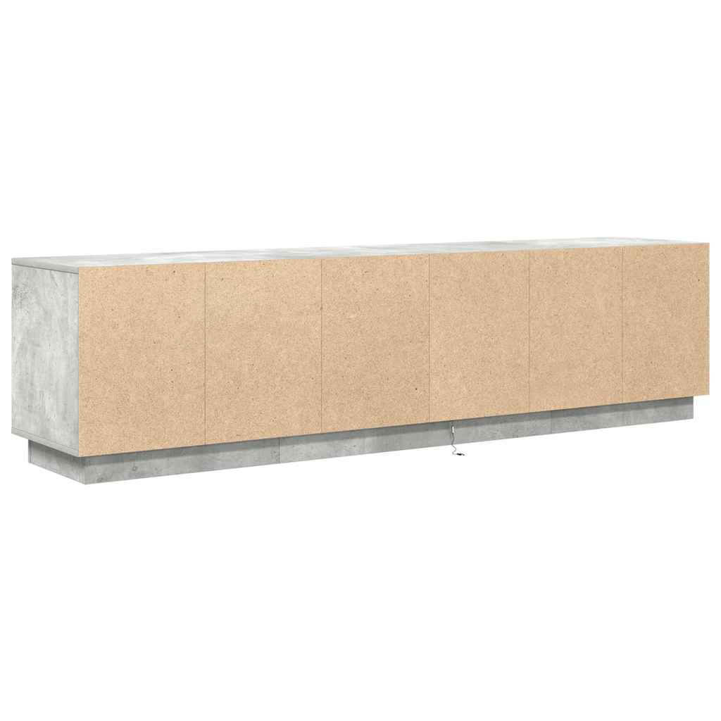 tv-bord med LED-lys 193,5x41x50 cm betongrå