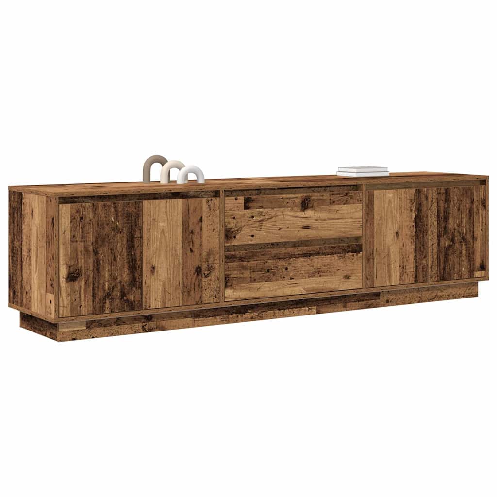 tv-bord med LED-lys 193,5x41x50 cm antikt træ