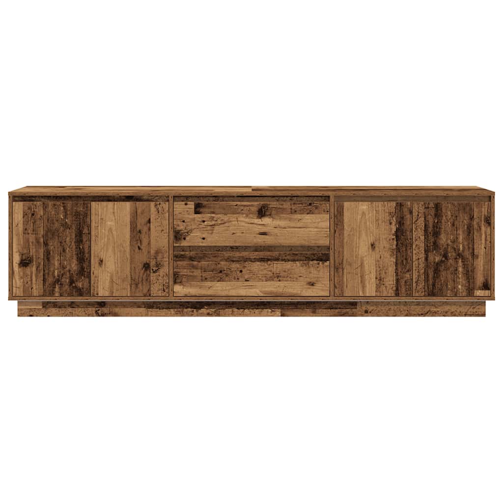 tv-bord med LED-lys 193,5x41x50 cm antikt træ