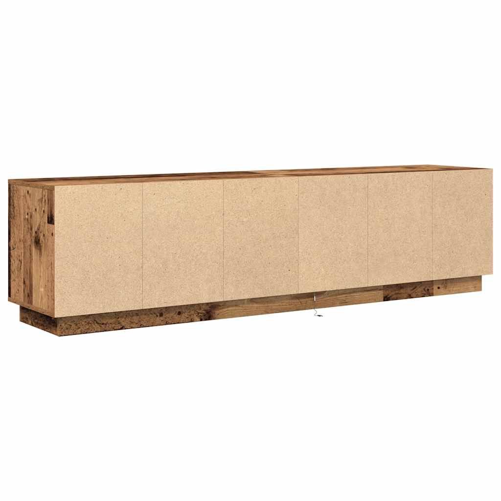 tv-bord med LED-lys 193,5x41x50 cm antikt træ