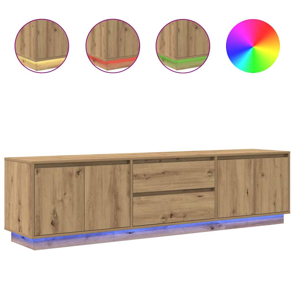 tv-bord med LED-lys 193,5x41x50 cm kunsteg