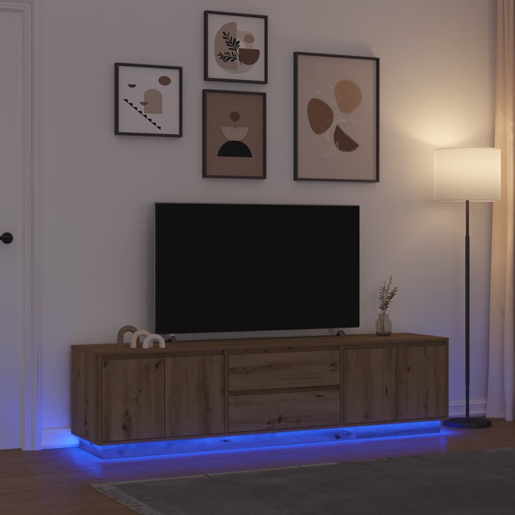 tv-bord med LED-lys 193,5x41x50 cm kunsteg