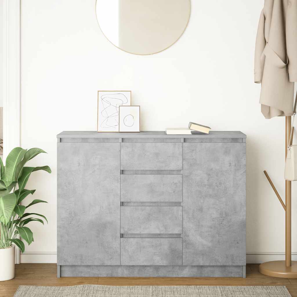 skænk med skuffer 100,5x35x76 cm konstrueret træ betongrå