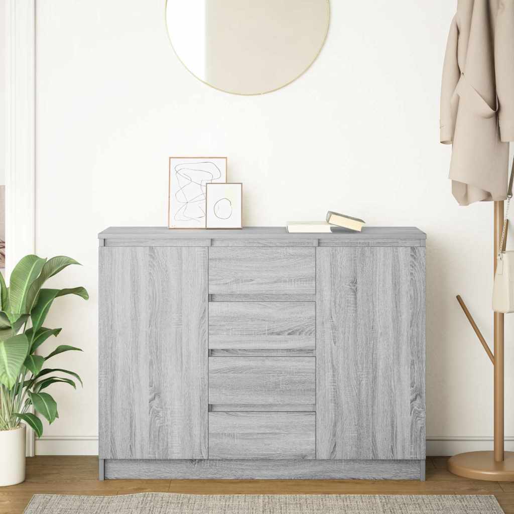skænk med skuffer 100,5x35x76 cm konstrueret træ grå sonoma-eg