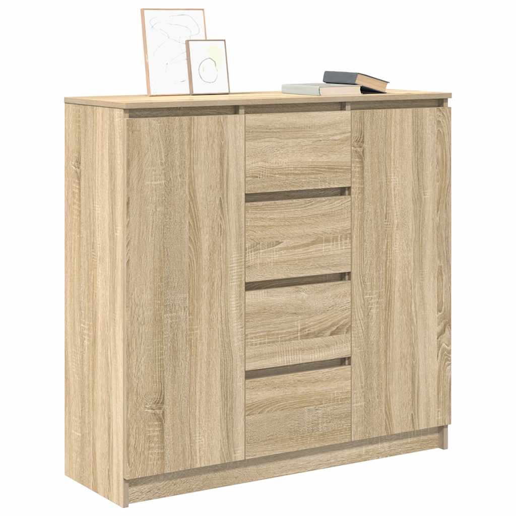 skænk med skuffer 100,5x35x98,5 cm konstrueret træ sonoma-eg