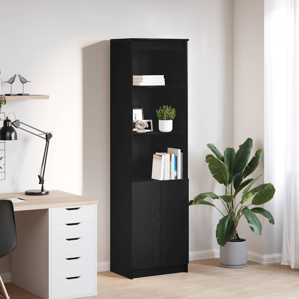 højskab 50x35x180 cm konstrueret træ sort egetræsfarve