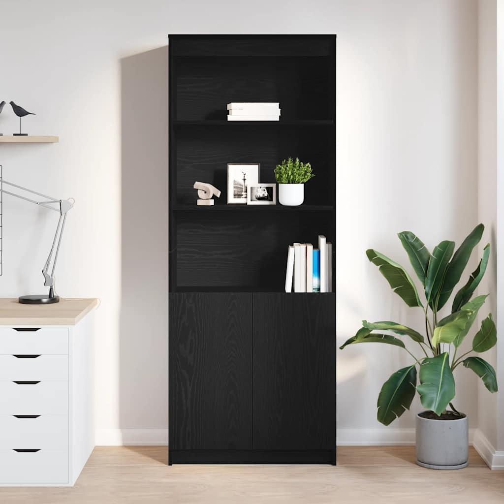 højskab 70x35x180 cm konstrueret træ sort egetræsfarve
