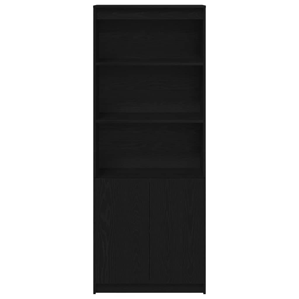 højskab 70x35x180 cm konstrueret træ sort egetræsfarve