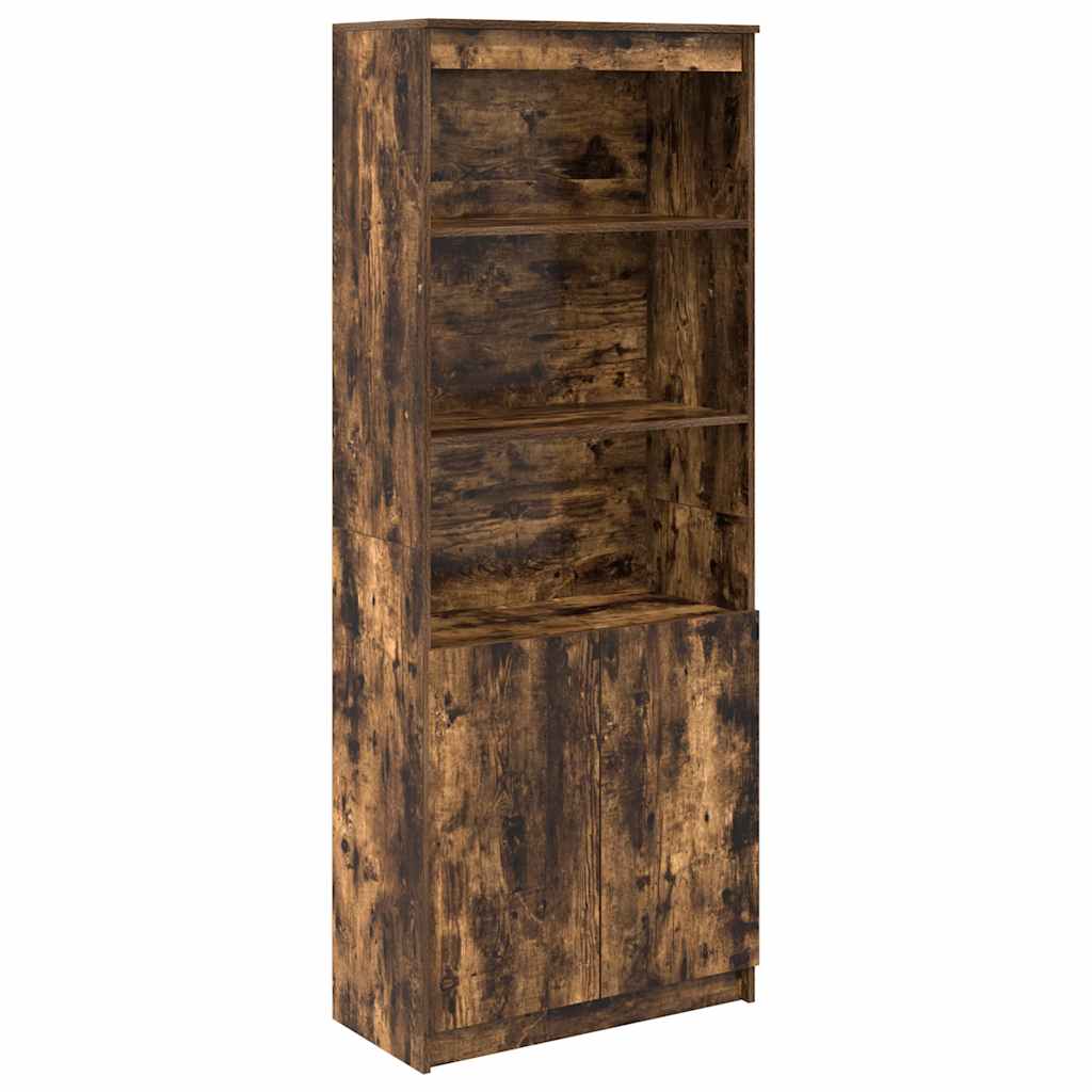 højskab 70x35x180 cm konstrueret træ røget egetræsfarve