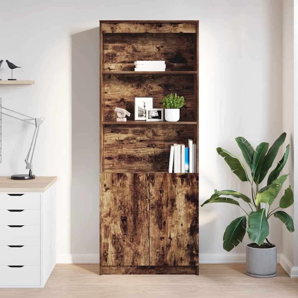 højskab 70x35x180 cm konstrueret træ røget egetræsfarve