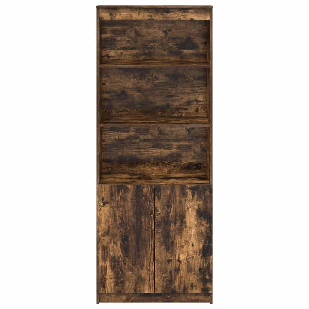 højskab 70x35x180 cm konstrueret træ røget egetræsfarve