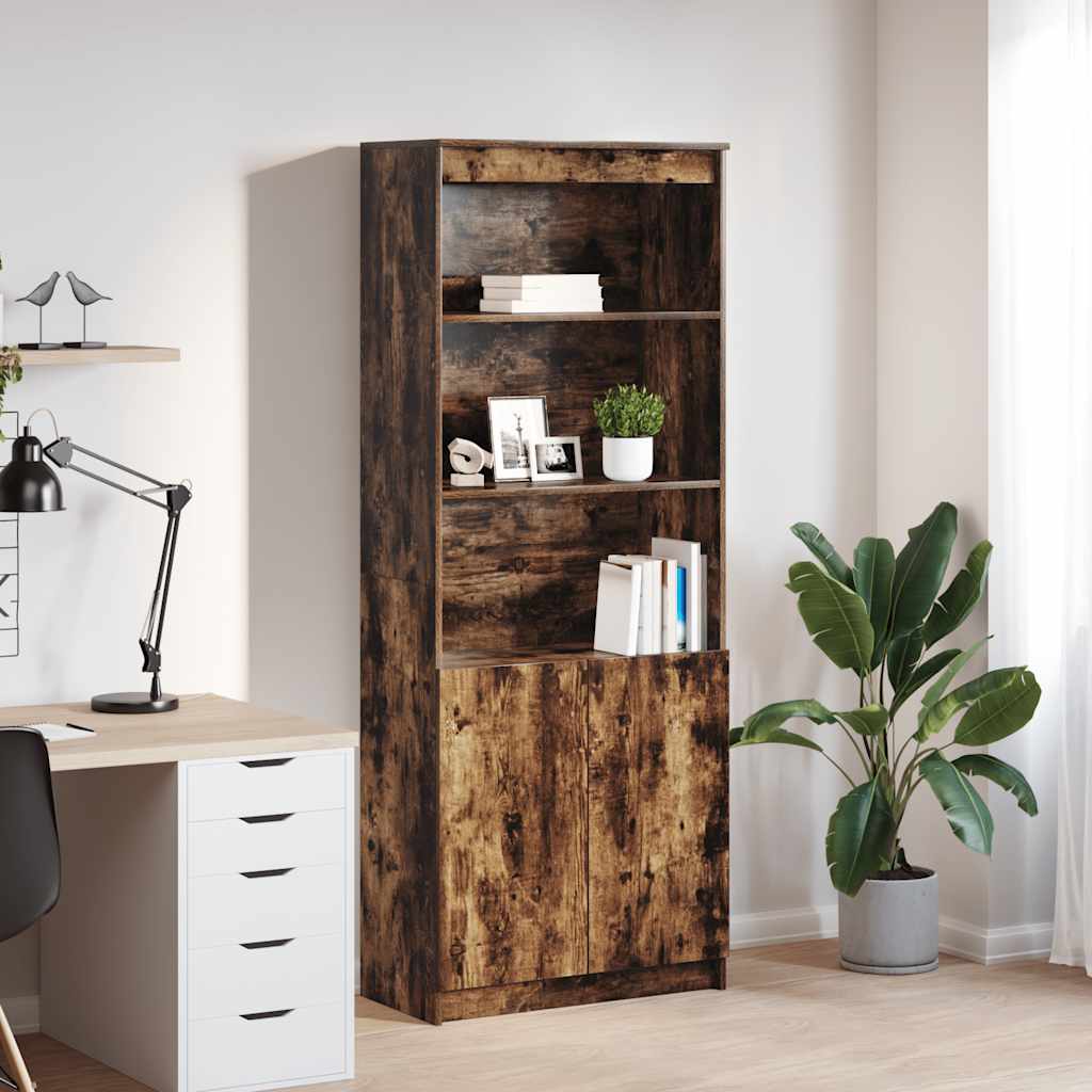 højskab 70x35x180 cm konstrueret træ røget egetræsfarve