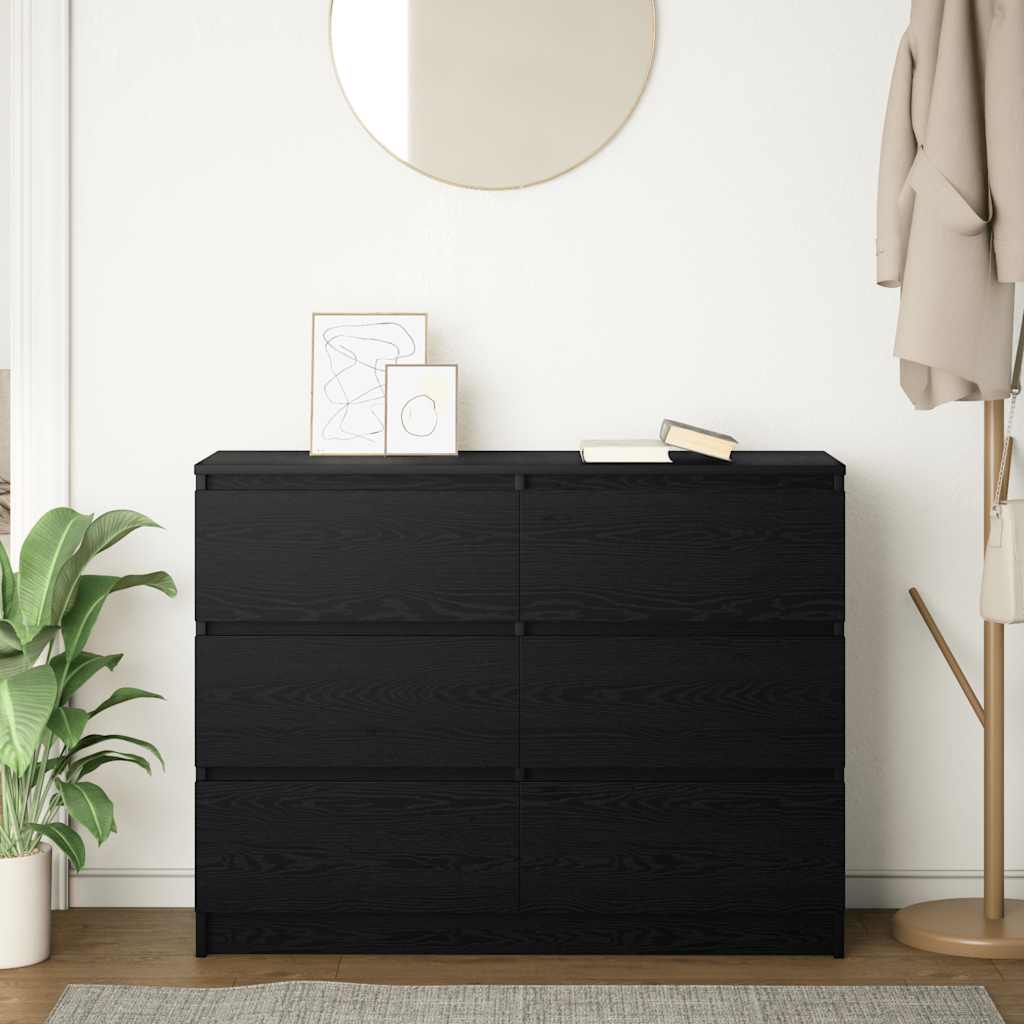 skænk 100x35x76 cm konstrueret træ sort egetræsfarve