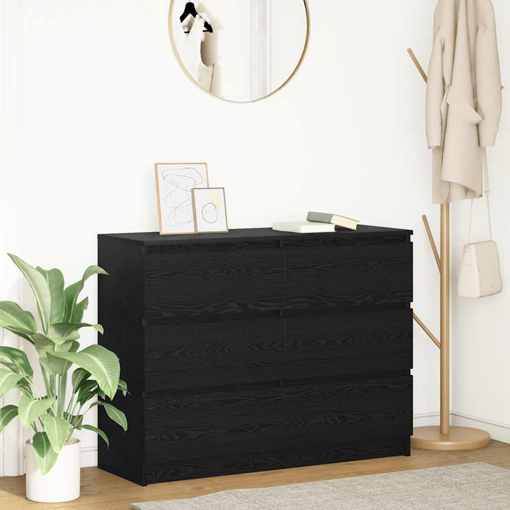 skænk 100x35x76 cm konstrueret træ sort egetræsfarve