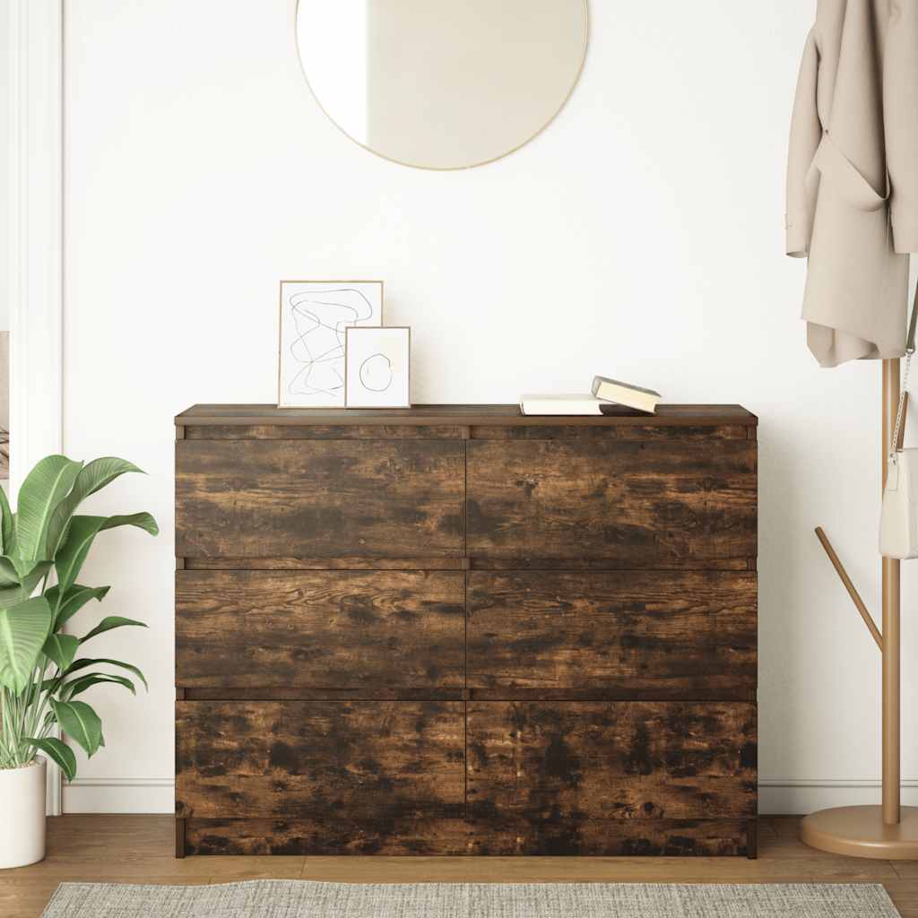 skænk 100x35x76 cm konstrueret træ røget egetræsfarve