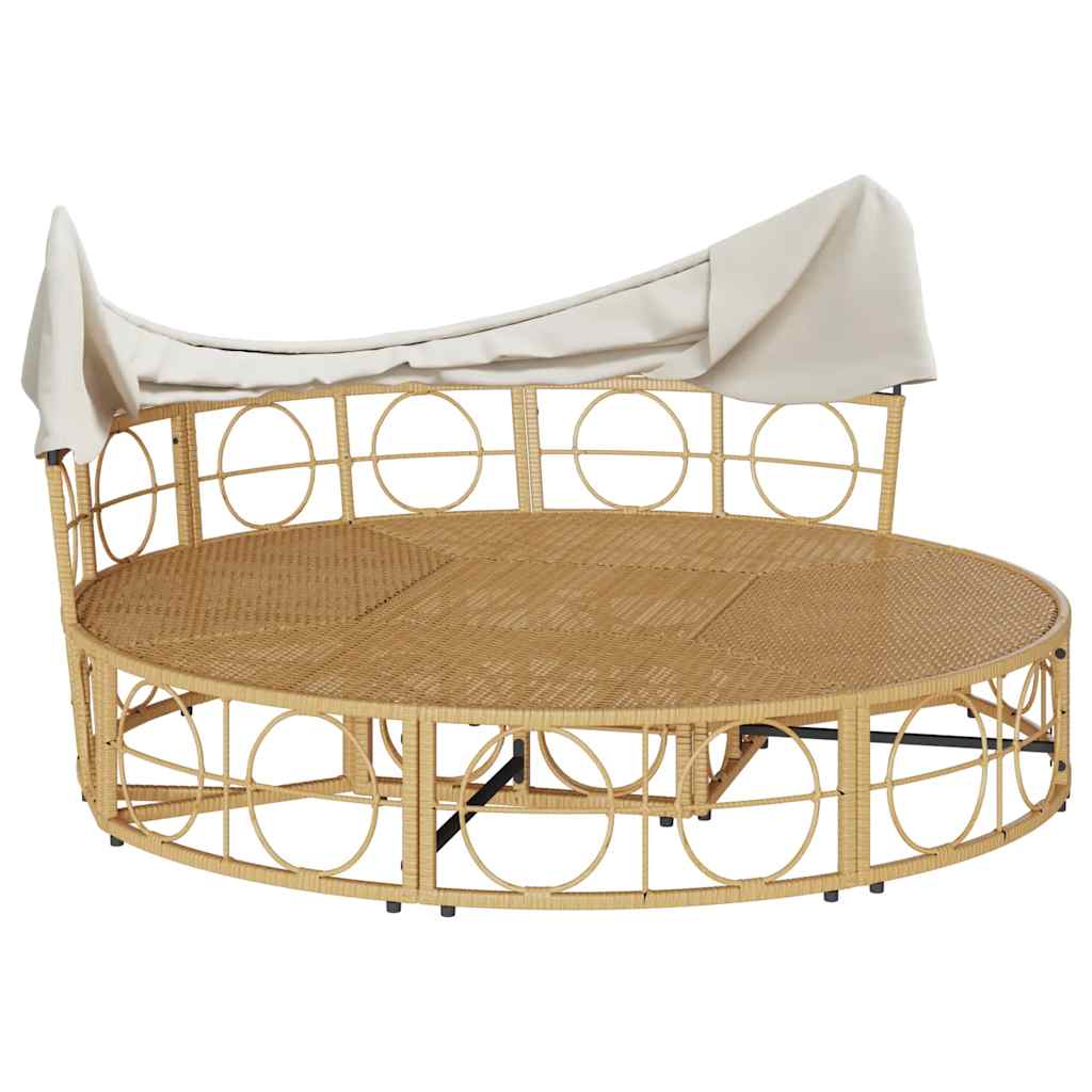 udendørs loungeseng med tag og hynder polyrattan