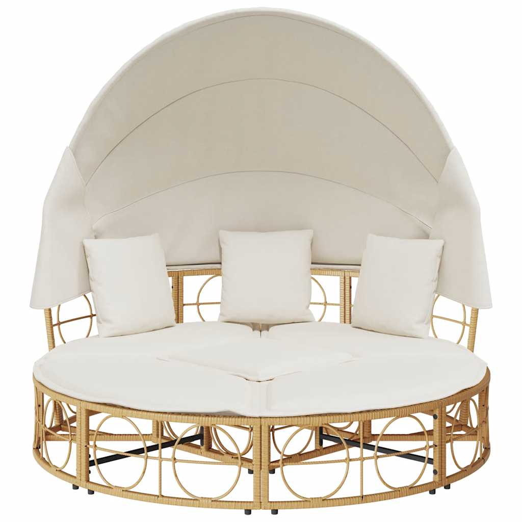 udendørs loungeseng med tag og hynder polyrattan