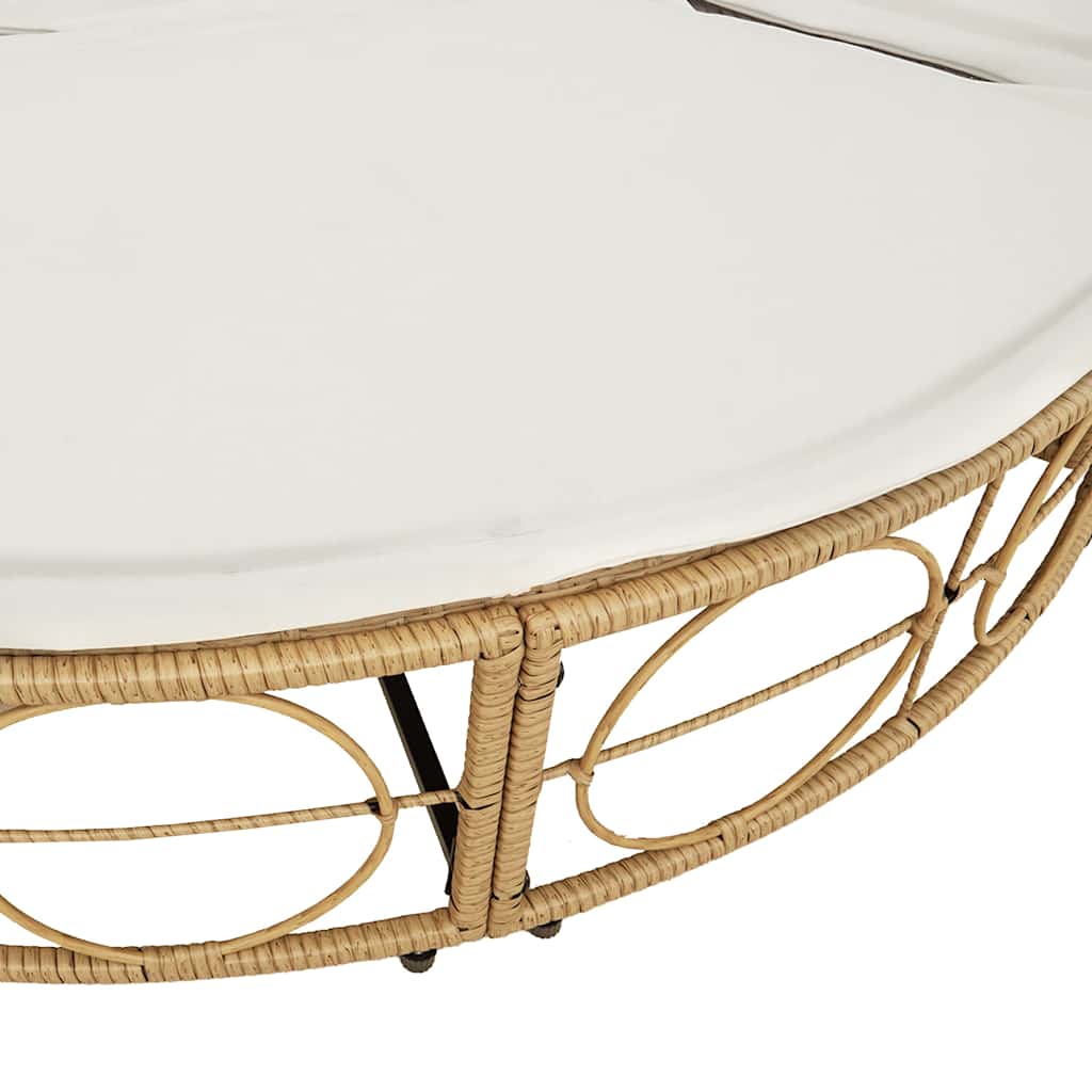 udendørs loungeseng med tag og hynder polyrattan