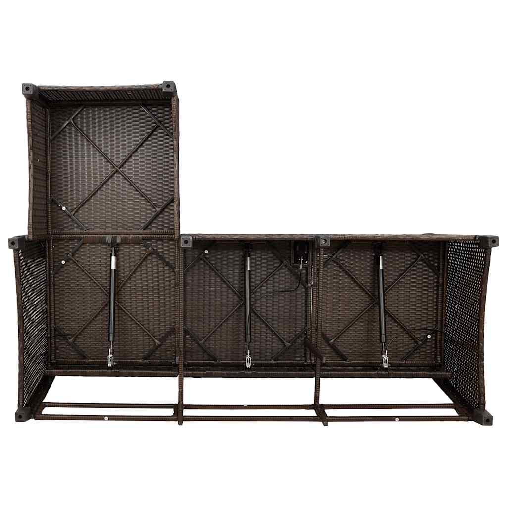 loungestol med hynder og lænefunktion L-formet polyrattan brun