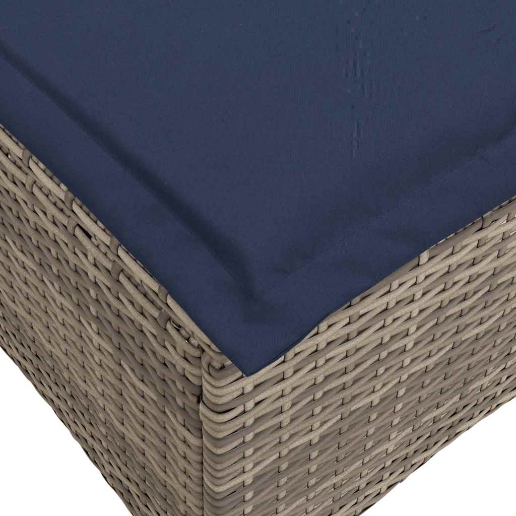 loungestol med hynder og lænefunktion L-formet polyrattan grå