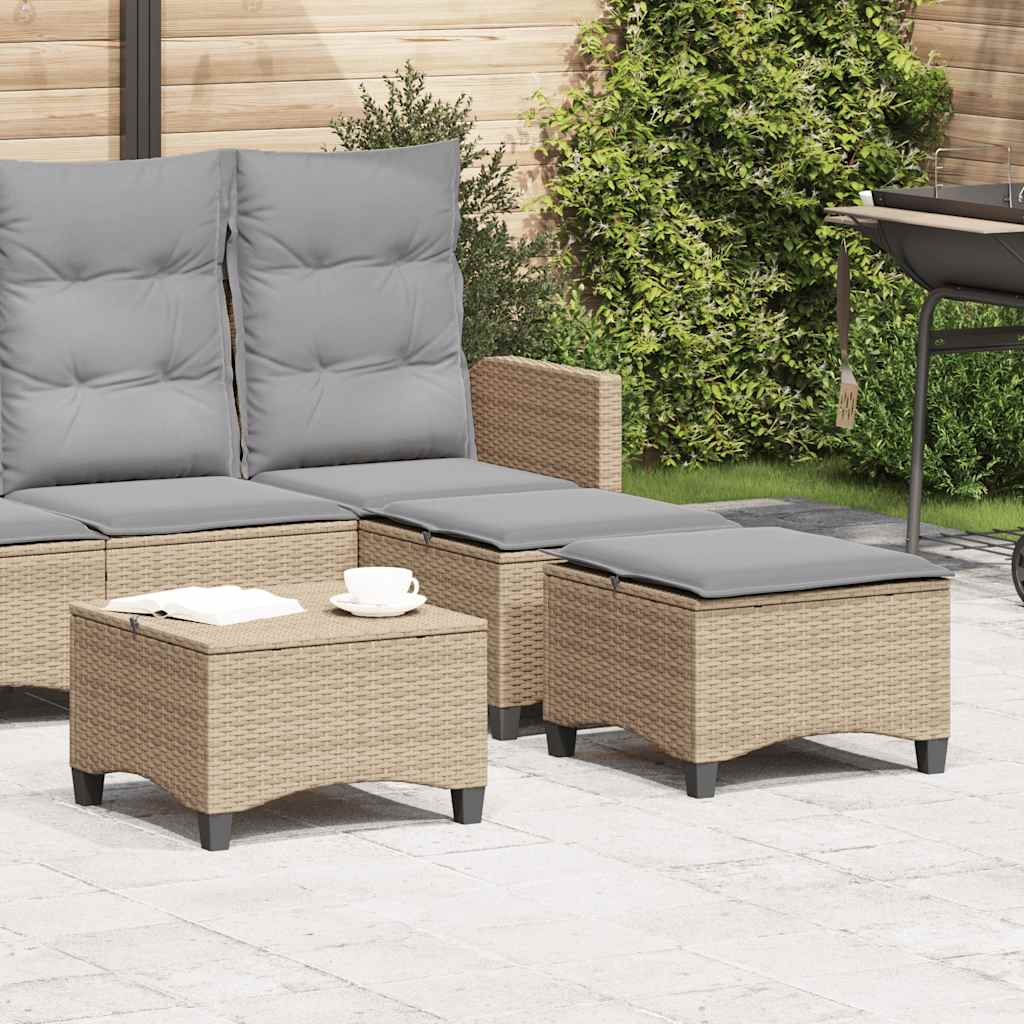 haveskamler 2 stk. med hynder 55x55x36 cm polyrattan beige