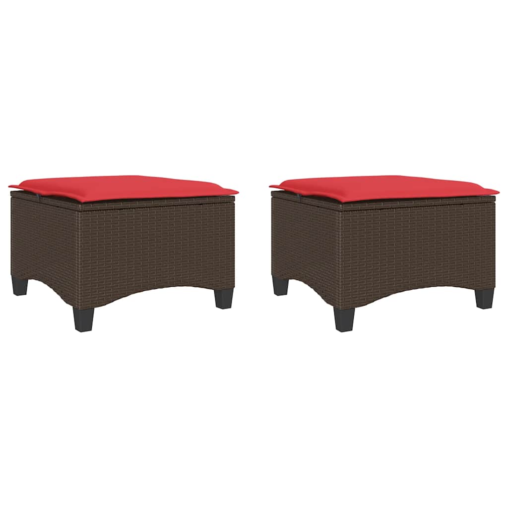 havestole med hynder 2 stk. 55x55x36 cm polyrattan brun