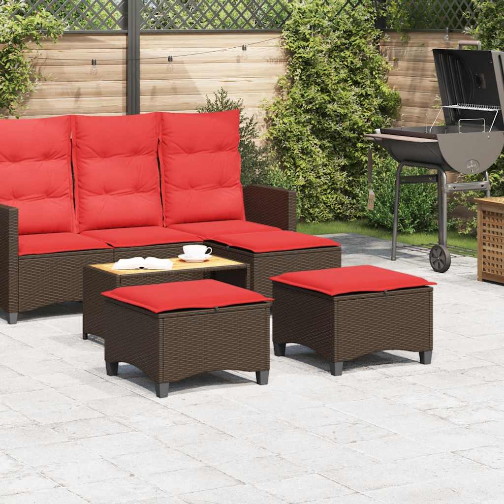 havestole med hynder 2 stk. 55x55x36 cm polyrattan brun