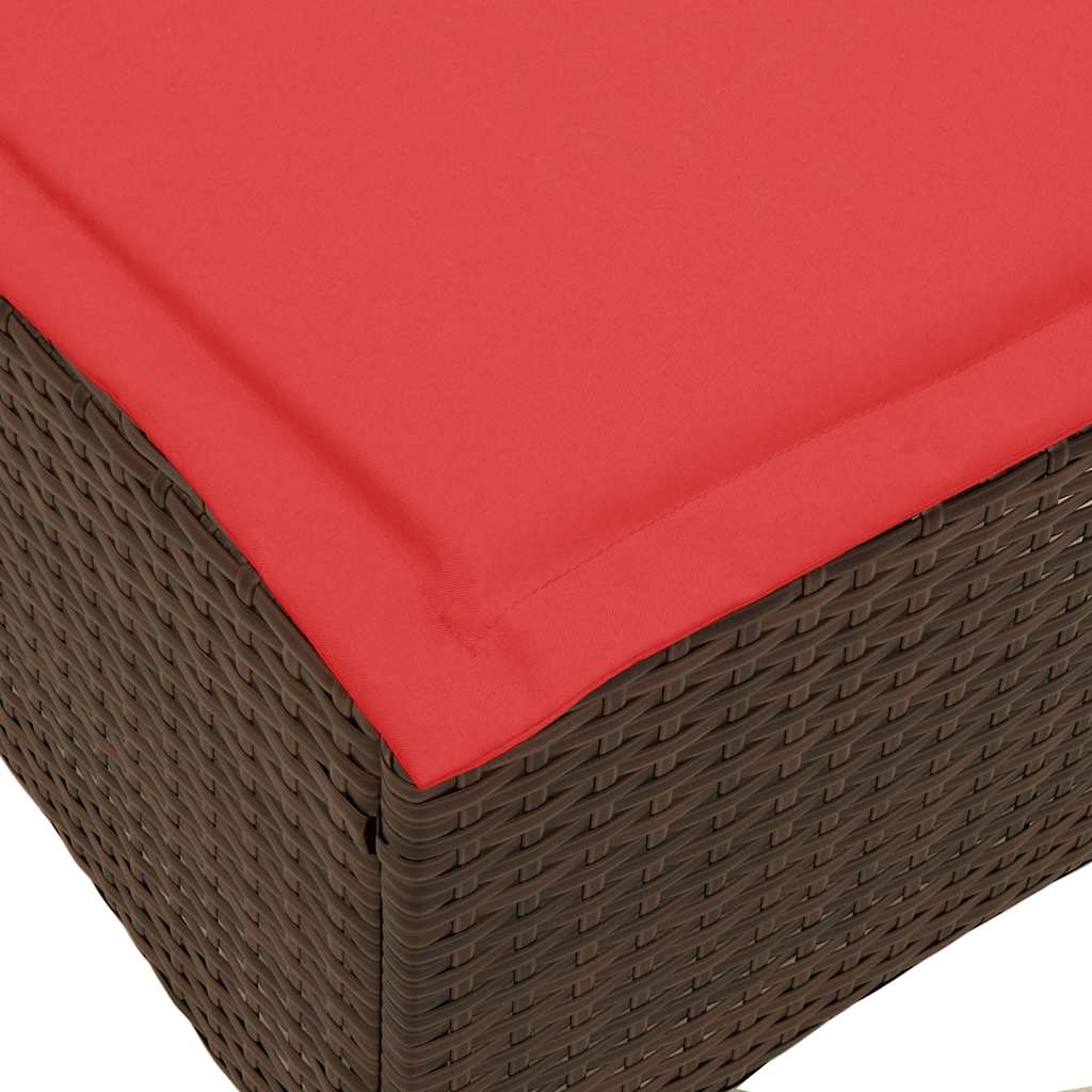 havestole med hynder 2 stk. 55x55x36 cm polyrattan brun