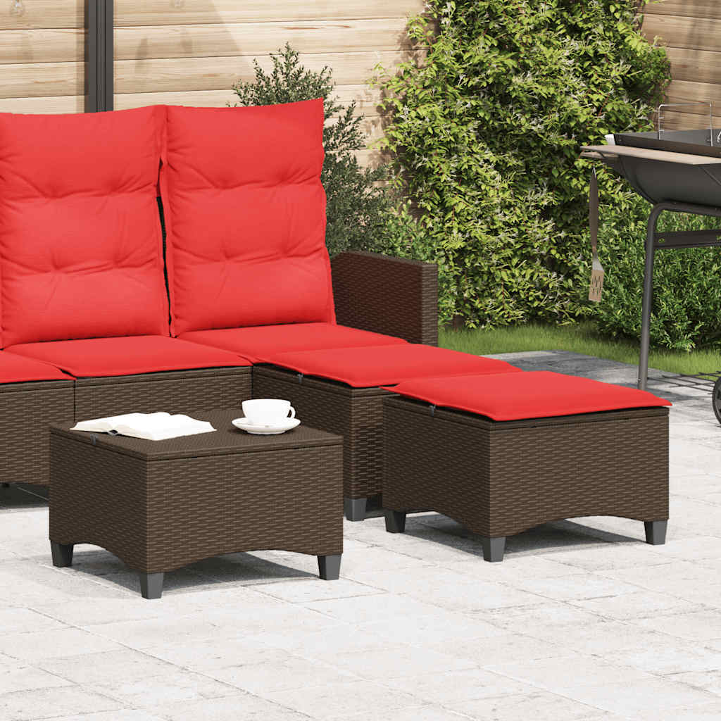 havestole med hynder 2 stk. 55x55x36 cm polyrattan brun