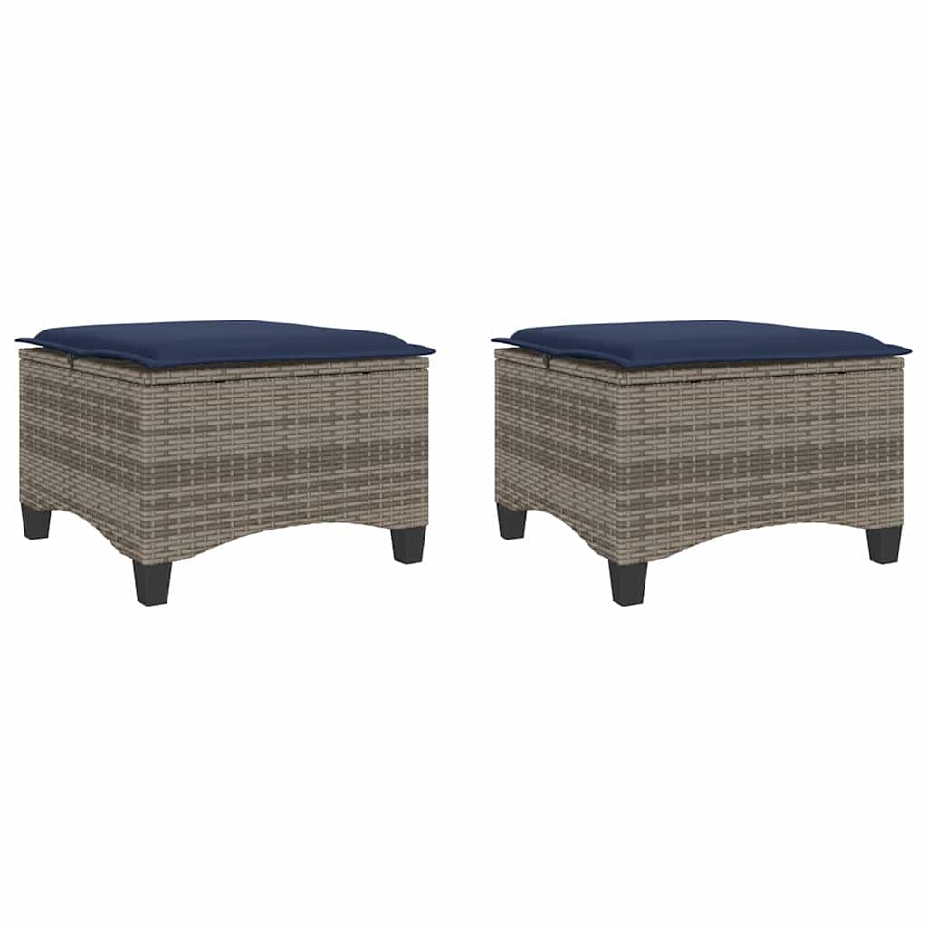 havestole med hynder 2 stk. 55x55x36 cm polyrattan grå
