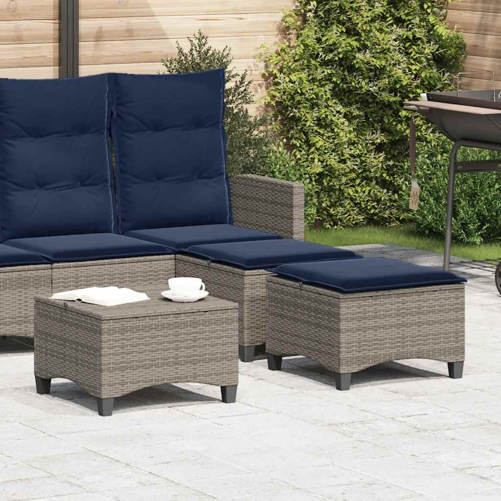havestole med hynder 2 stk. 55x55x36 cm polyrattan grå