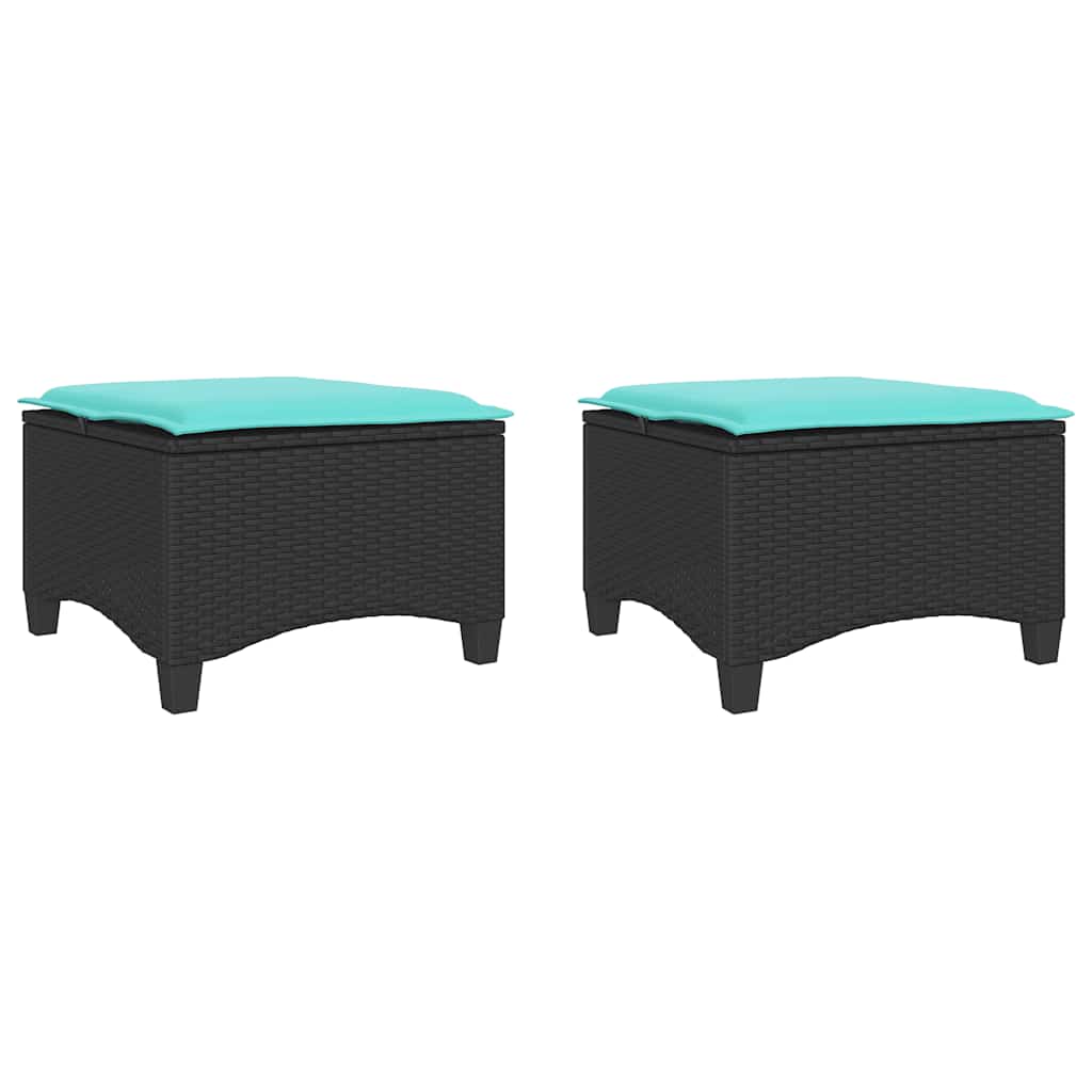 havestole med hynder 2 stk. 55x55x36 cm polyrattan sort
