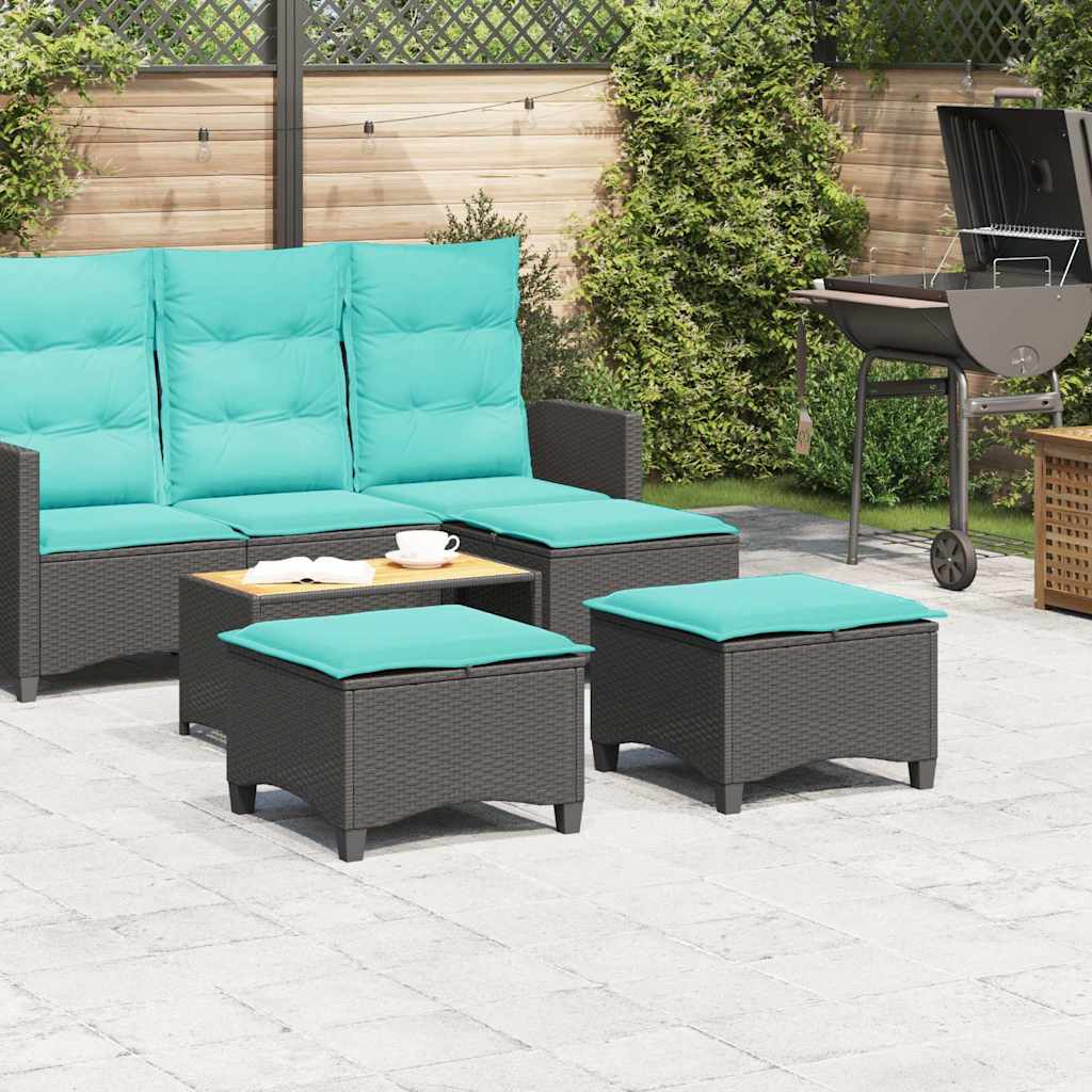 havestole med hynder 2 stk. 55x55x36 cm polyrattan sort