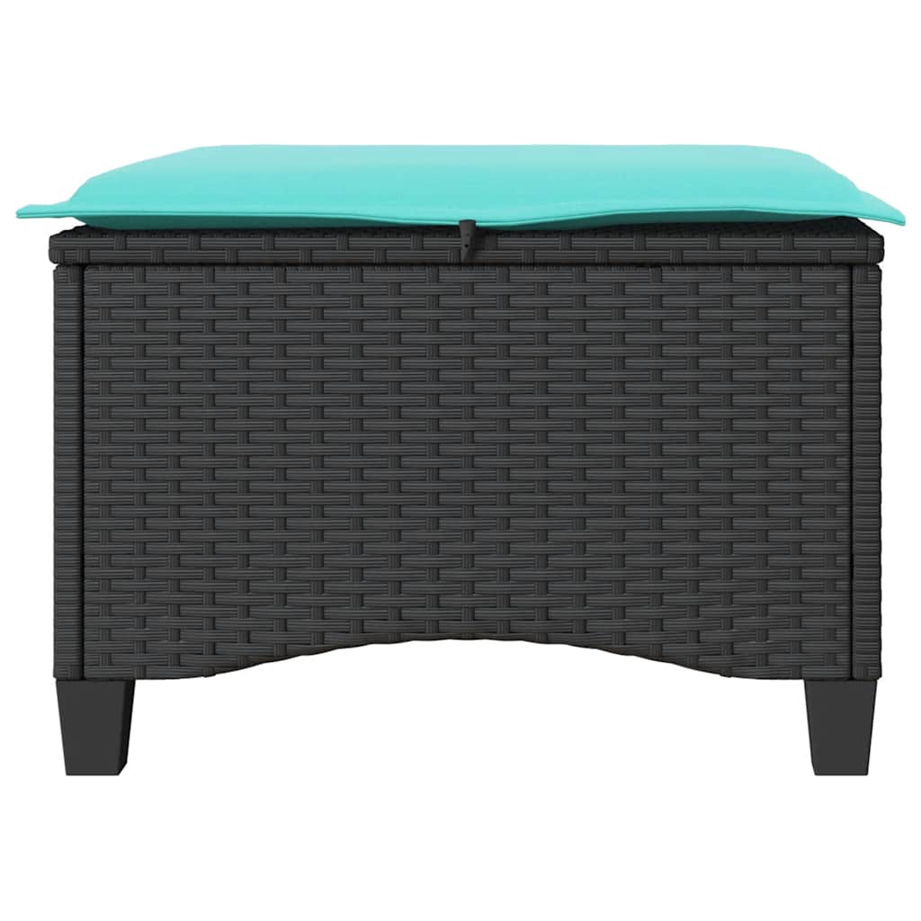 havestole med hynder 2 stk. 55x55x36 cm polyrattan sort