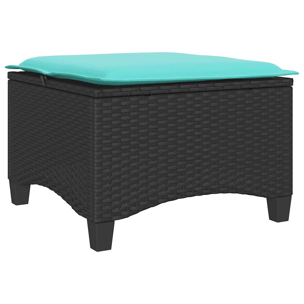 havestole med hynder 2 stk. 55x55x36 cm polyrattan sort