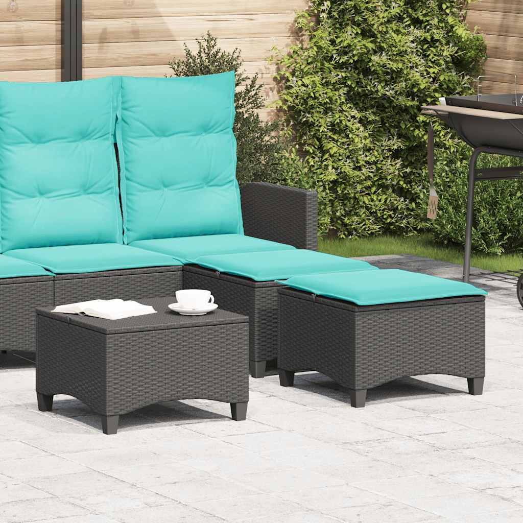 havestole med hynder 2 stk. 55x55x36 cm polyrattan sort