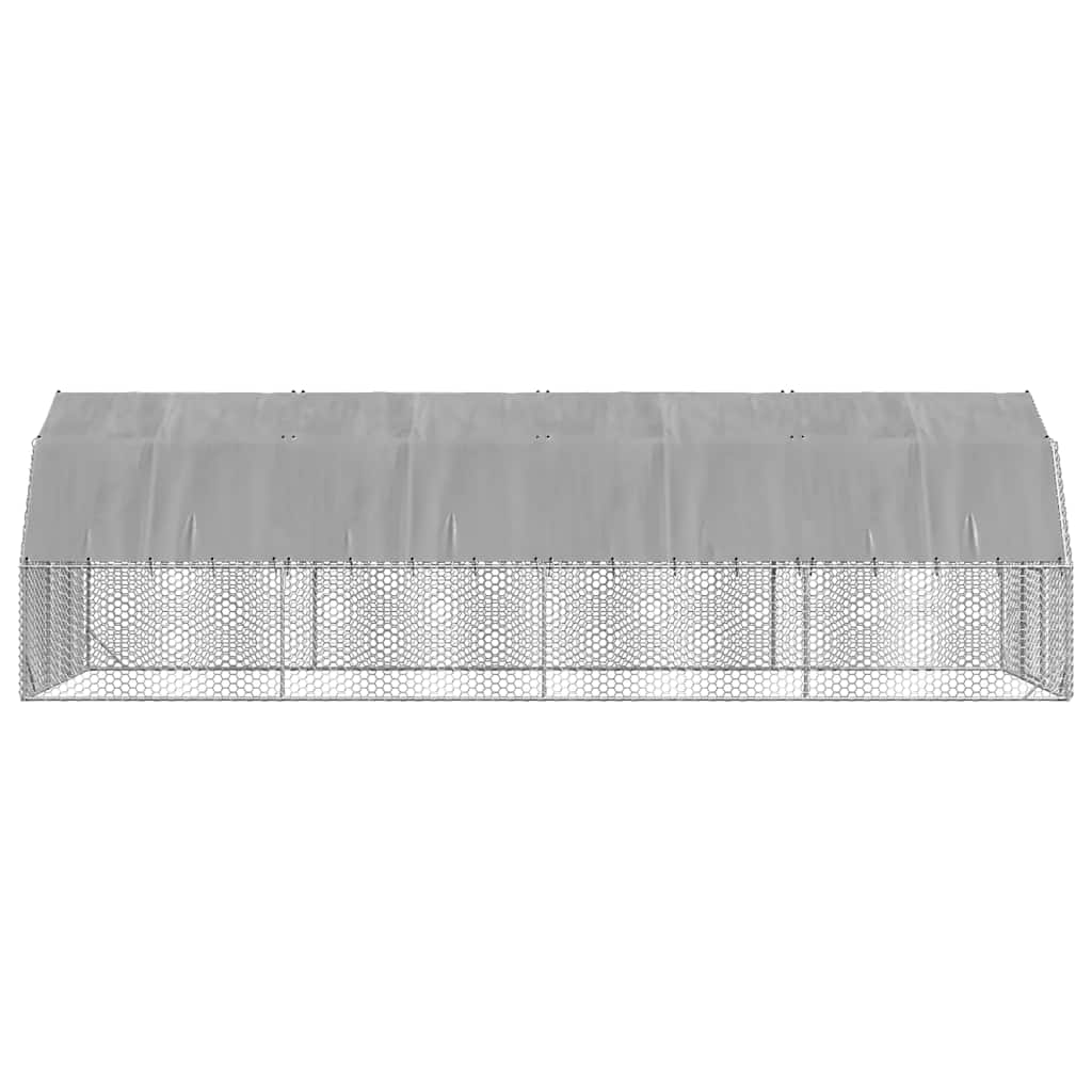 hønsegård med tag 2,5x8x2,25 m galvaniseret stål