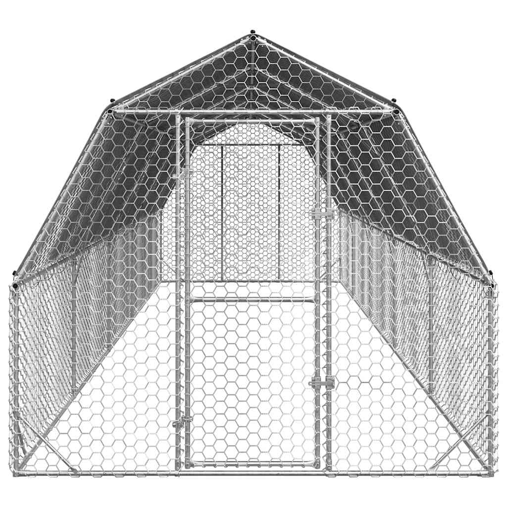 hønsegård med tag 2,5x10x2,25 m galvaniseret stål