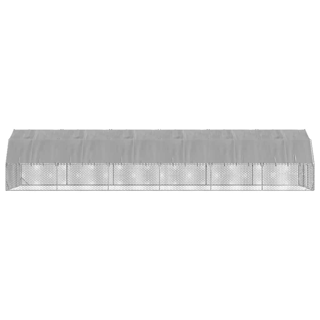hønsegård med tag 2,5x12x2,25 m galvaniseret stål