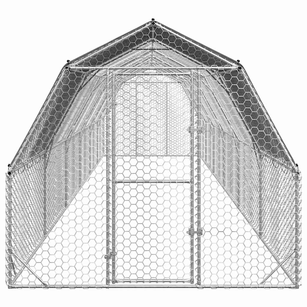 hønsegård med tag 2,5x12x2,25 m galvaniseret stål