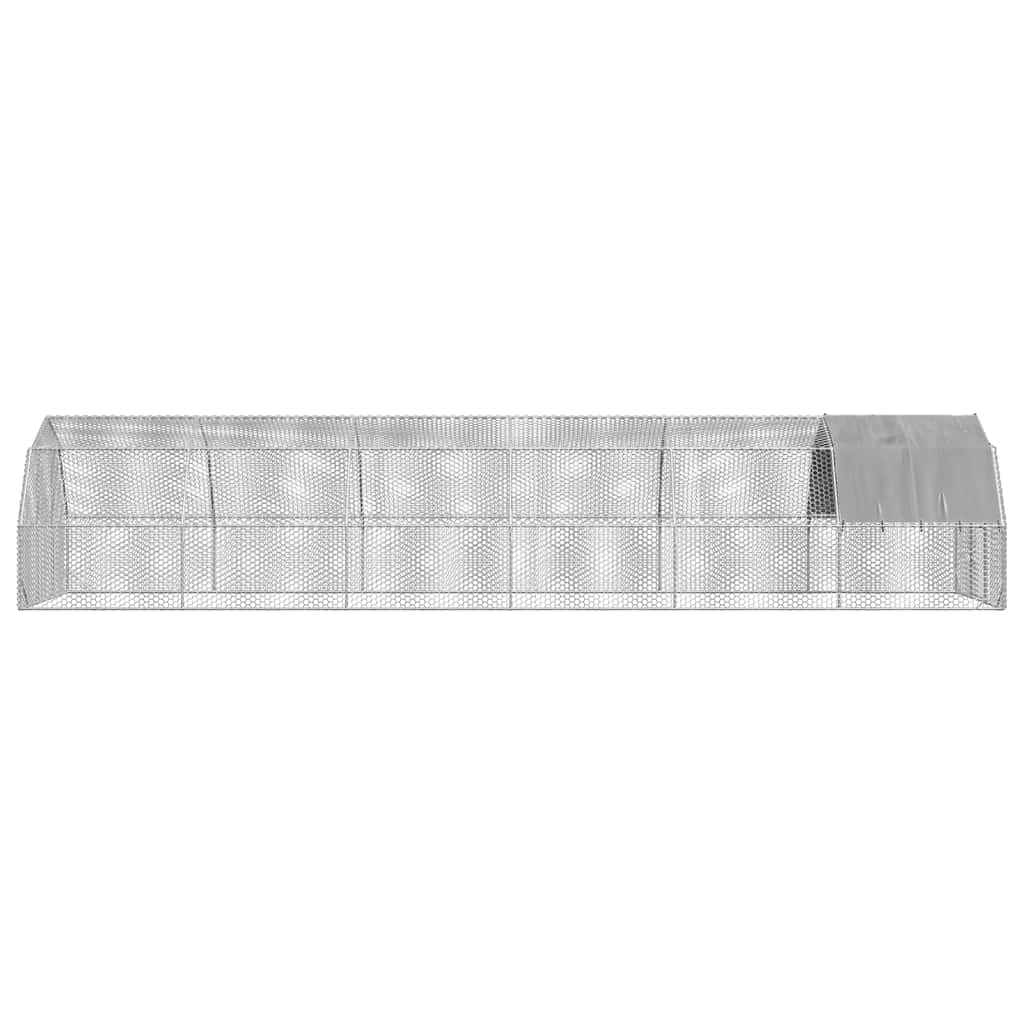 hønsegård med tag 2,5x12x2,25 m galvaniseret stål