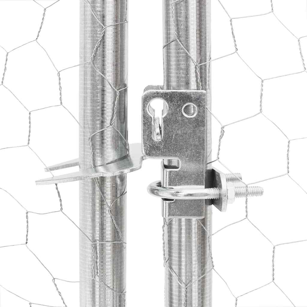 hønsegård med tag 2,5x12x2,25 m galvaniseret stål