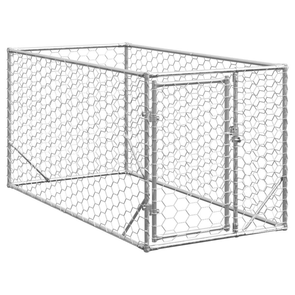 udendørs hundebur med dør 2x1x1 m galvaniseret stål