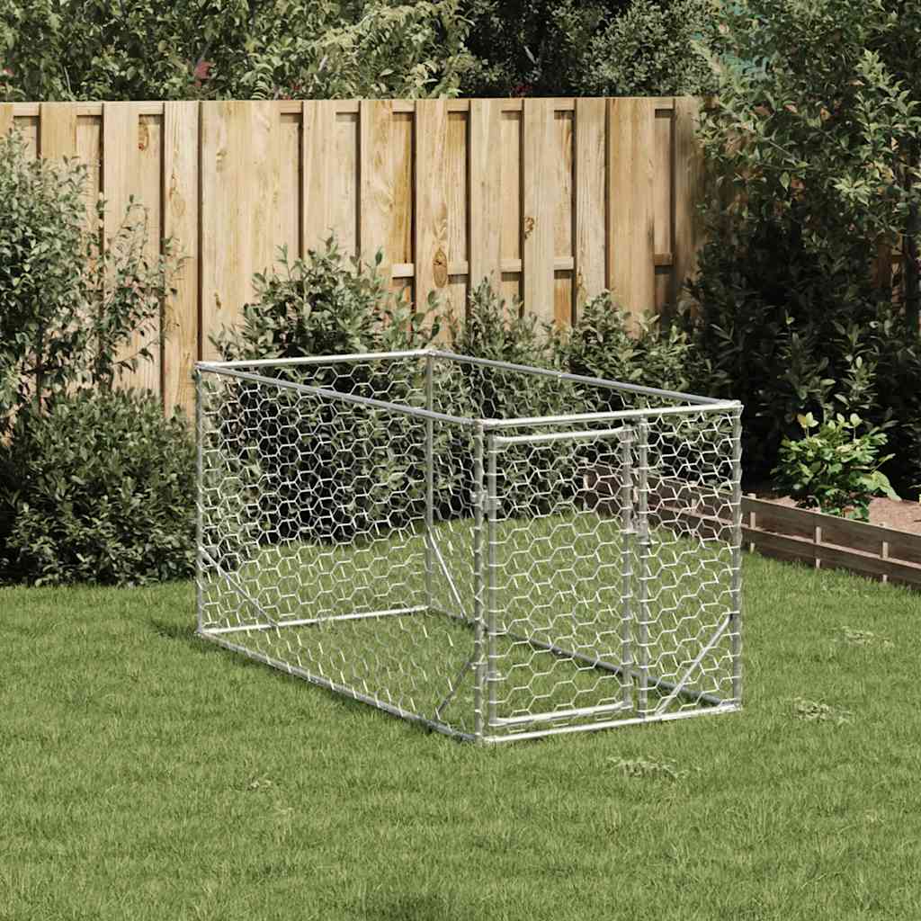 udendørs hundebur med dør 2x1x1 m galvaniseret stål