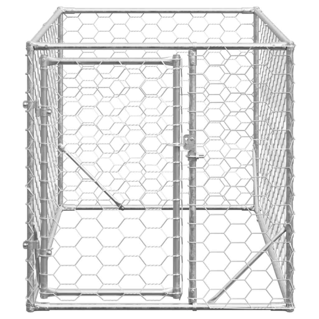 udendørs hundebur med dør 2x1x1 m galvaniseret stål