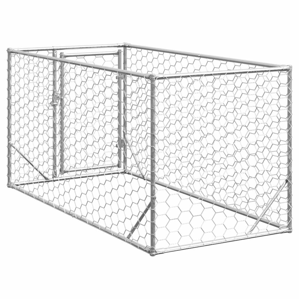 udendørs hundebur med dør 2x1x1 m galvaniseret stål
