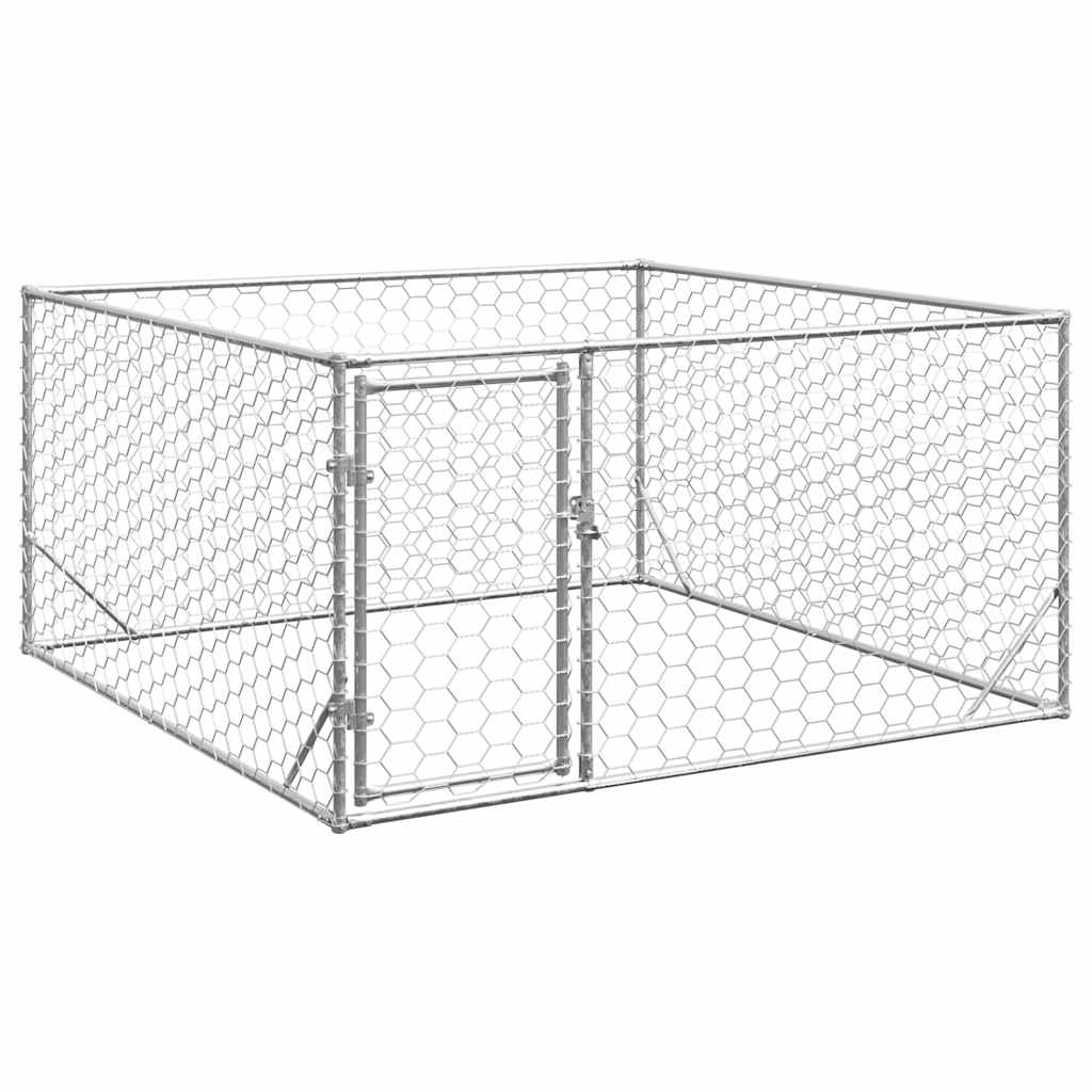 udendørs hundebur med dør 2x2x1 m galvaniseret stål