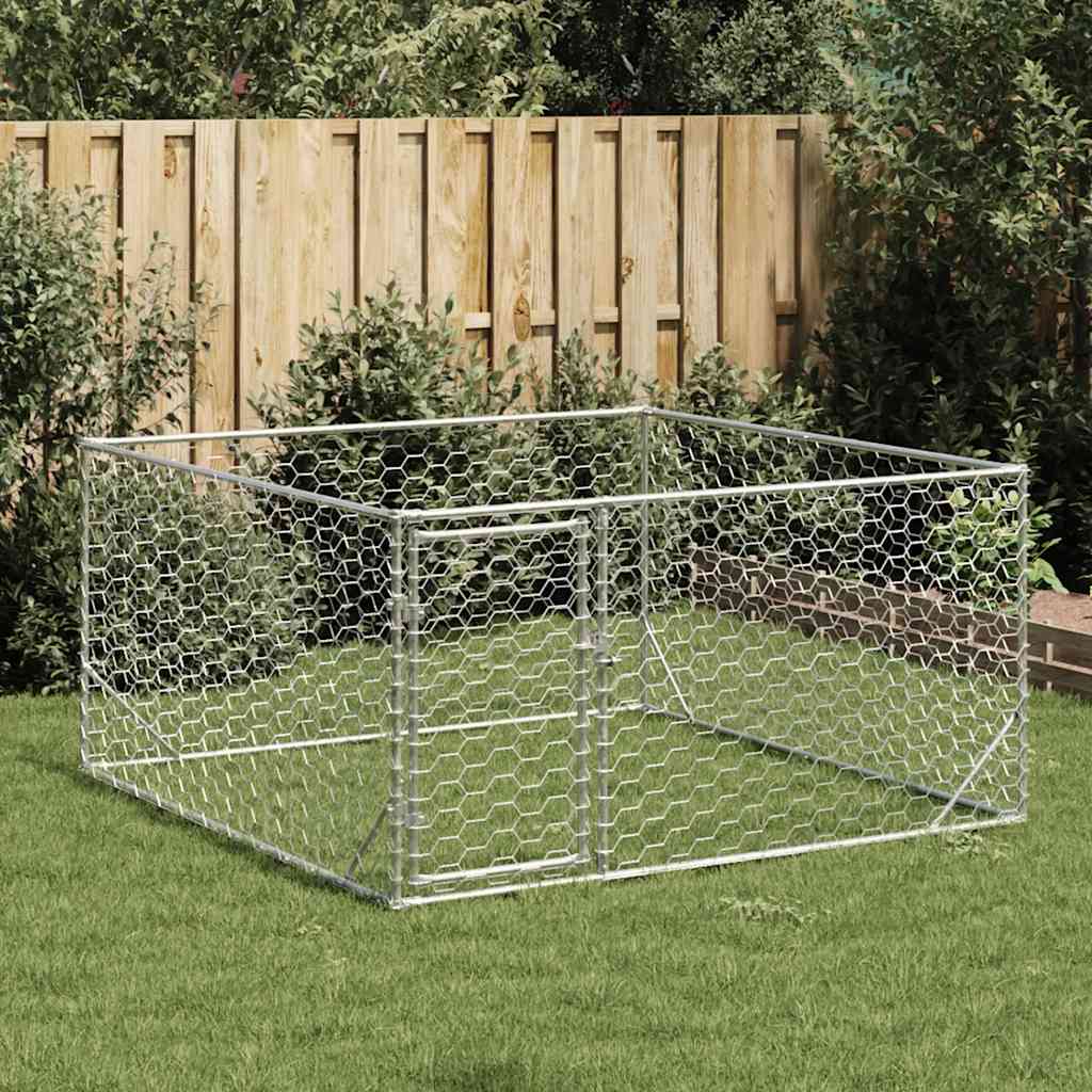 udendørs hundebur med dør 2x2x1 m galvaniseret stål