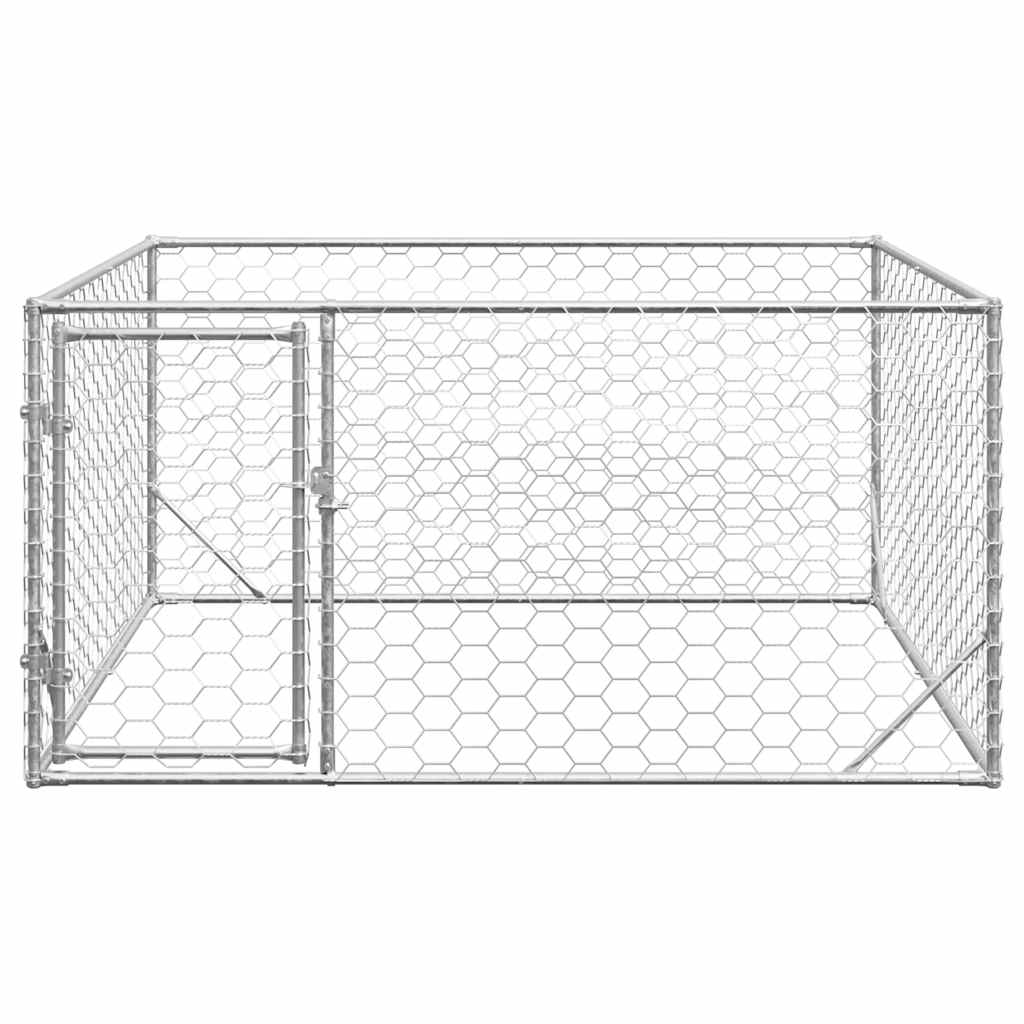 udendørs hundebur med dør 2x2x1 m galvaniseret stål