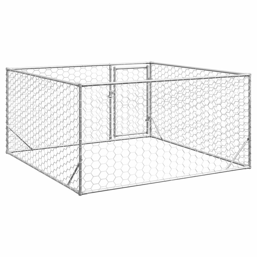 udendørs hundebur med dør 2x2x1 m galvaniseret stål